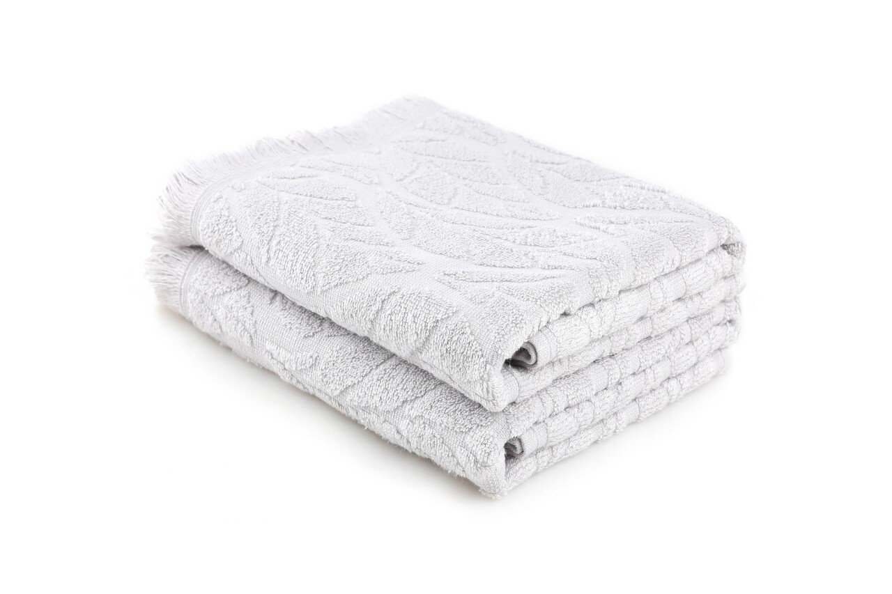 Set prosoape de baie, L'essentiel Maison, Leaf, Gri deschis - imagine 4